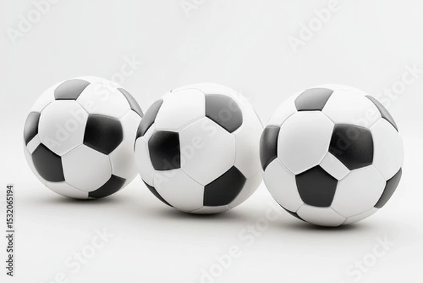 Obraz Three soccer balls on a white background