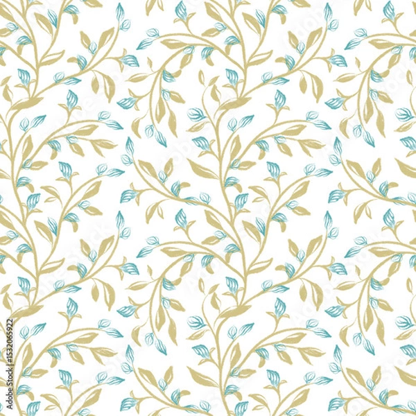 Obraz Floral abstract seamless pattern. Pastel botanical background. Plant natural design for wallpaper, textile, stationery.