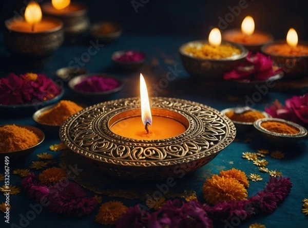 Obraz Light up your Diwali with vibrant lights, the sweetness of treats, and the warmth of family and friends