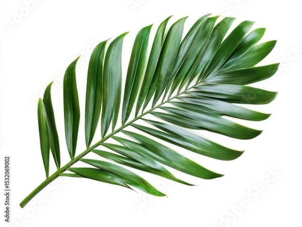 Obraz Isolated green palm leaf on white background