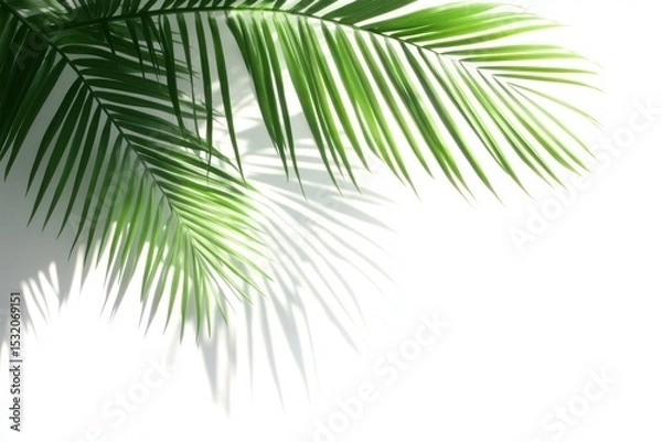 Obraz Palm leaves and shadows on a white background
