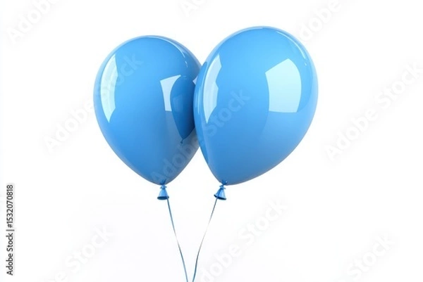 Obraz Two light blue balloons isolated on white background
