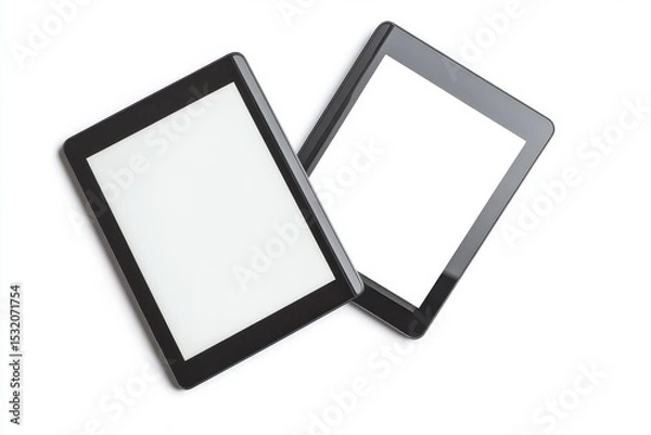 Obraz Two black tablets with white screens on a white background