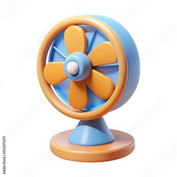Fototapeta Cute cartoon desk fan 3d render isolated on transparent background
