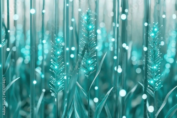 Obraz A serene magical field of luminescent grass glowing with ethereal lights