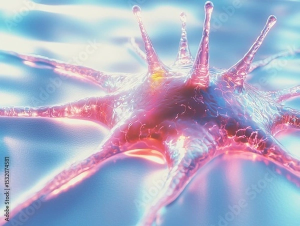 Obraz A vibrant and abstract depiction of a glowing organic structure with tentacle like extensions