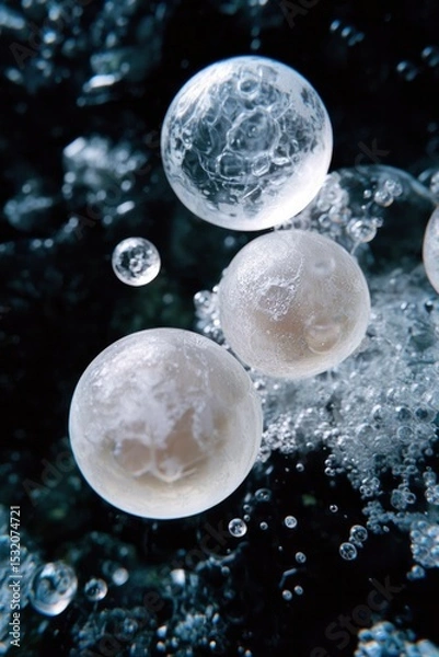 Obraz Frozen air bubbles suspended in clear textured ice