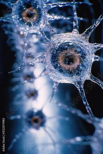 Obraz Neurons intricately connected resembling a cosmic dance of light and structure