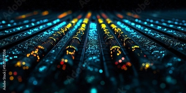 Obraz Vividly illuminated circuit pathways resemble a futuristic cityscape at night