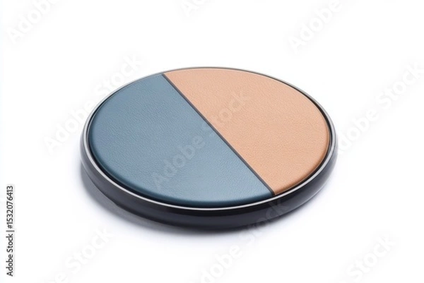 Fototapeta Round leather wireless charger isolated on white background