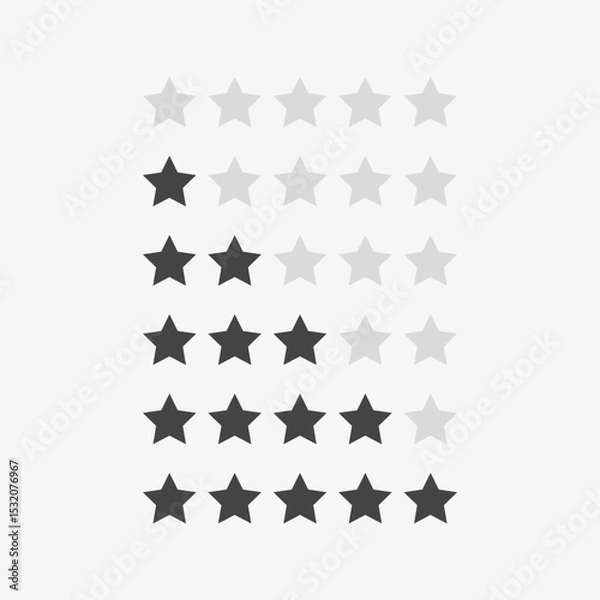 Fototapeta Review star rating and feedback. Award, ranks from one to five stars. Vector illustration
