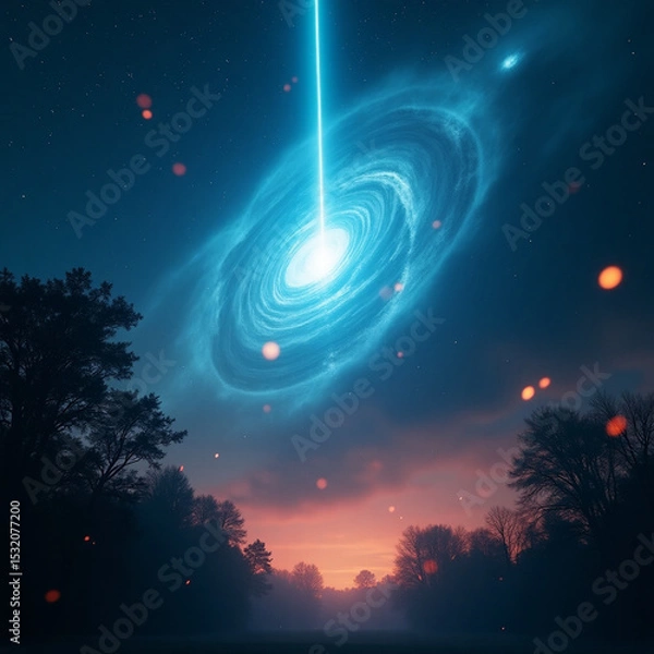 Fototapeta night sky with stars and moon