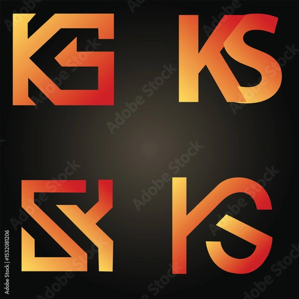 Obraz KS Monogram Logo Designs in Gradient Orange