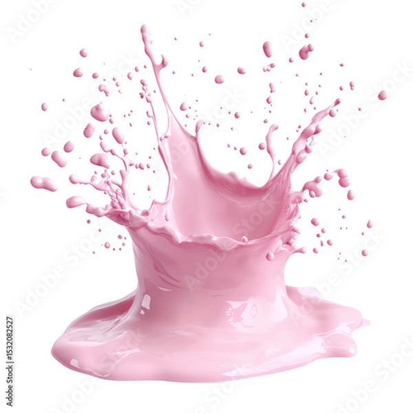 Fototapeta Splash of Pink Milky Liquid Similar on isolated transparent cutout PNG Background