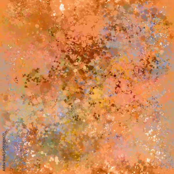 Fototapeta Abstract blurred painted seamless pattern Small bright multicolored transparent brushstrokes Orange, yellow, red, brown, rusty tones Grunge effect Grainy multicolor background