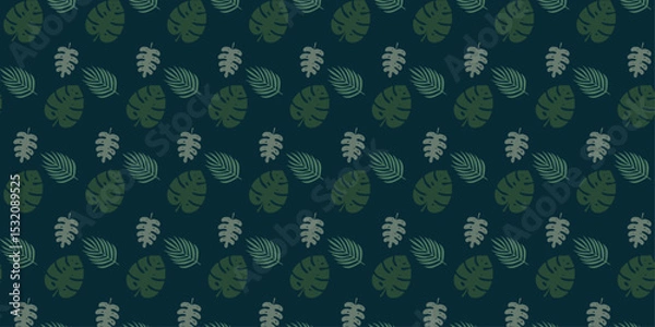 Fototapeta Tropical leaves seamless summer pattern vector