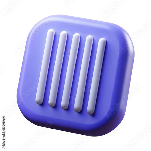 Fototapeta 3d purple square with white stripes isolated on white background