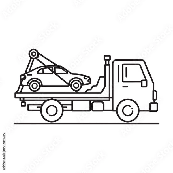 Obraz clean line art tow truck vector design