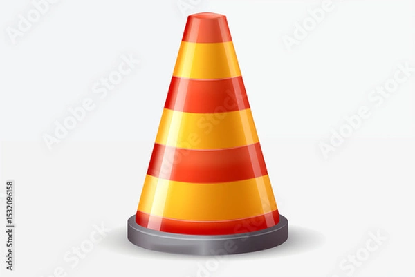 Fototapeta Traffic cone icon with red and yellow stripes