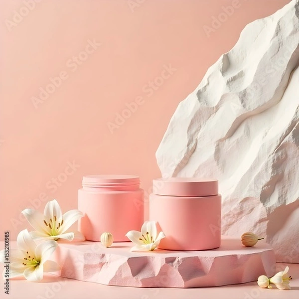 Obraz cosmetic moisturizing cream with flowers