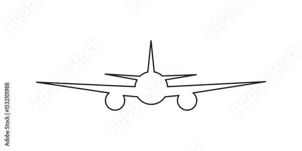 Fototapeta Continuous one line drawing of Airplane vector with transparent background. Single line art style Airplane. Vector illustration