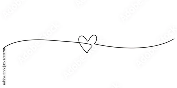 Fototapeta Doodle abstract heart continuous one line drawing vector illustration
