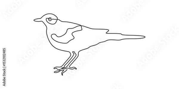 Fototapeta Continuous single line drawing birds. Minimalist bird, outline vector illustration isolated on white background. Minimalist design drawn. Pro vector