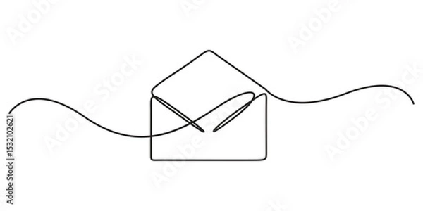 Fototapeta Continuous one line drawing of a paper envelope. Concept of e-mail messages, sending an information bill. Doodle vector illustration, Paper mail simple linear style vector illustration