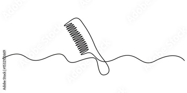 Fototapeta Hair care one continuous line drawing with color shapes, Single continuous line art of hair comb icon. One line art vector illustration, Hair comb continuous one line art, Hair combs single line icon.