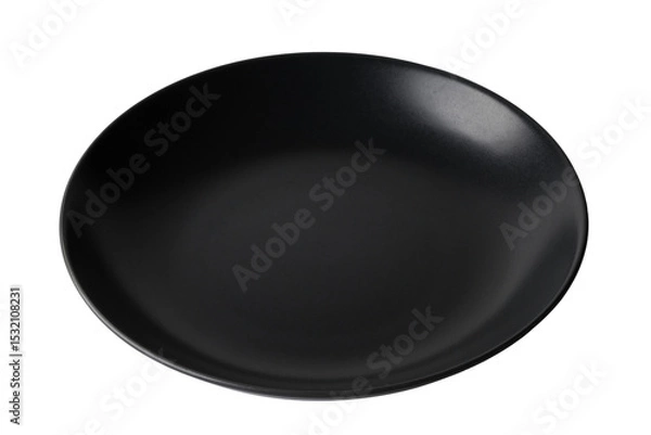 Fototapeta empty black ceramic plate  isolated on white background with clipping path.