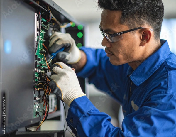 Obraz Technician repairing a television