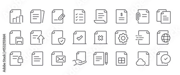 Fototapeta Document line icons set. Outline web icons. Editable stroke
