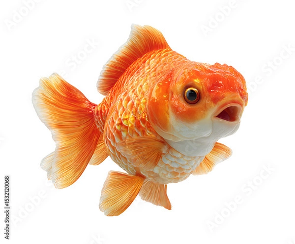 Fototapeta Golden Fish: A vibrant golden fish glides gracefully against a clean background, its scales shimmering in the light, evoking a sense of serenity and natural beauty.