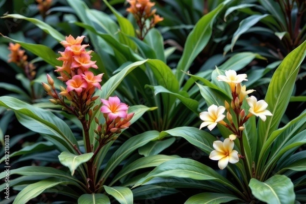 Obraz tropical plants in humid climates displaying seasonal changes in flowering to coincide with rainy or dry periods.