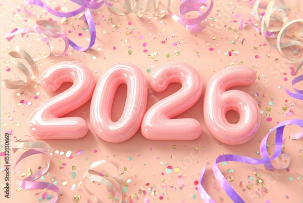 Obraz  new year card,3D number of "2026"