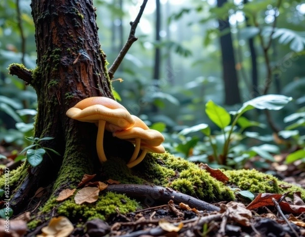 Obraz humidity supporting the growth of unique tropical fungi that form symbiotic relationships with plant roots.