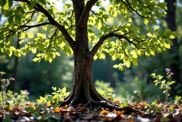 Obraz decaying tree leaves and wood release carbon back into the soil and atmosphere, completing the natural carbon cycle essential for ecosystem health.