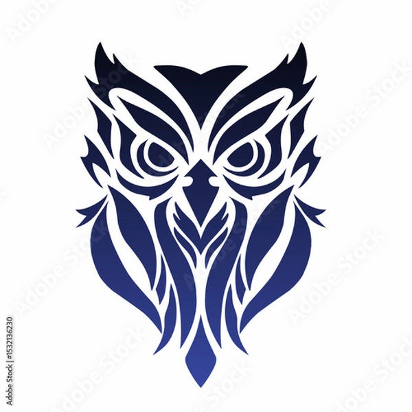 Obraz illustration design graphic of tribal art tattoo abstract owl with white background
