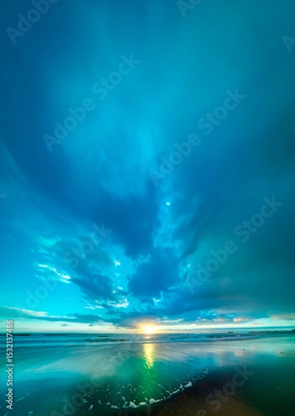 Fototapeta 海辺の青い日没