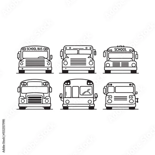 Fototapeta school bus minimalistic vector line art design