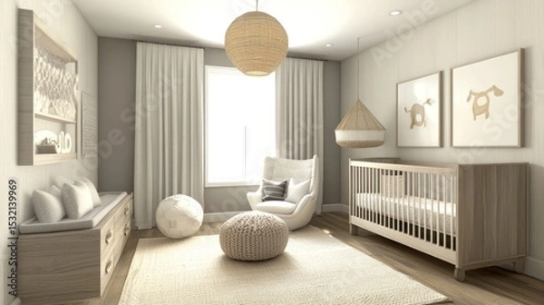 Fototapeta Serene Nursery Design: Neutral Tones and Natural Textures