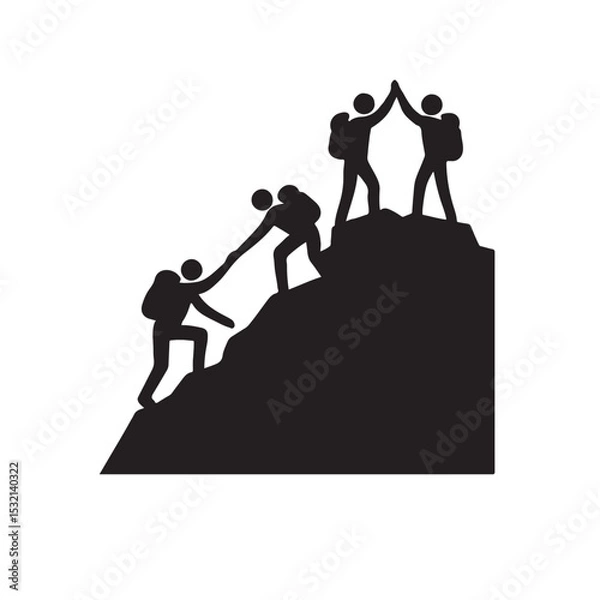 Fototapeta Teamwork and Support on Mountain Climb to Achieve Shared Success