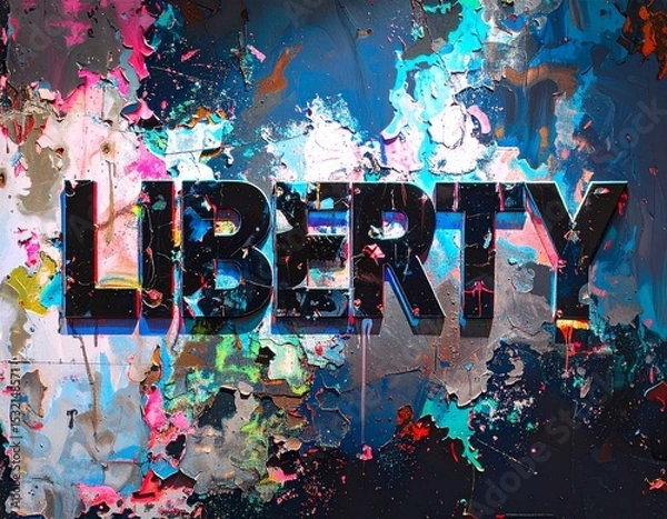 Obraz Liberty or Death: Grunge Text Art with Abstract Paint Splatter