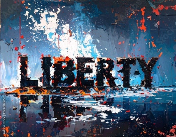 Obraz Liberty or Death: Grunge Text Art with Abstract Paint Splatter