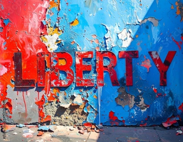 Obraz Liberty or Death: Grunge Text Art with Abstract Paint Splatter