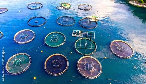 Fototapeta Efficient Fish Growth Through Controlled Cage Farming