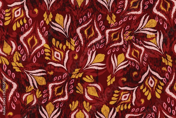 Fototapeta abstract seamless motif fabric patterns, abstract ikat, carpet, fabric, batik	