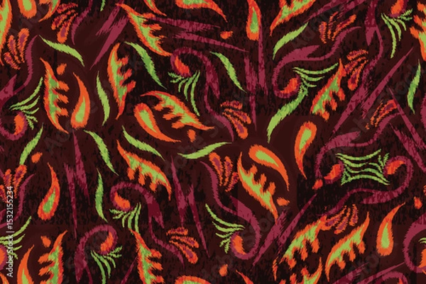 Fototapeta abstract seamless motif fabric patterns, abstract ikat, carpet, fabric, batik	