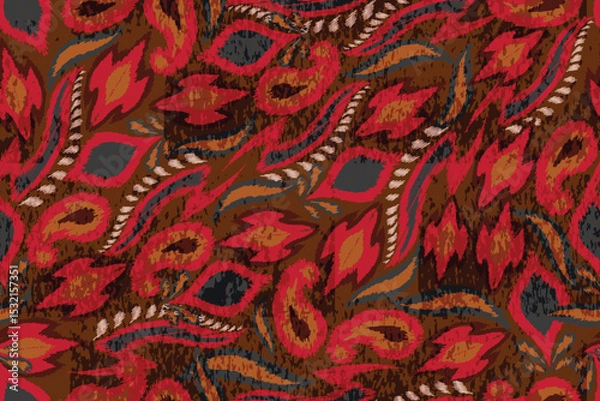 Fototapeta abstract seamless motif fabric patterns, abstract ikat, carpet, fabric, batik	