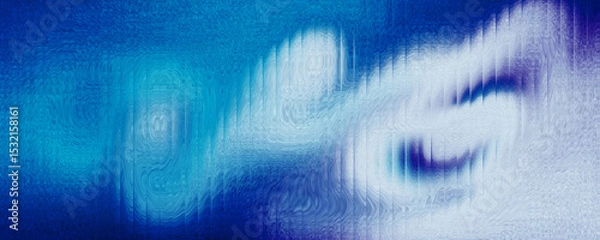 Obraz Abstract background gradient blue white liquid shiny with stripes effect. Refraction of wavy striped glass.